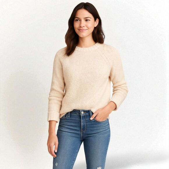 J. Crew Alpaca Cuffed Mockneck Sweater in Ivory - Picture 1 of 11